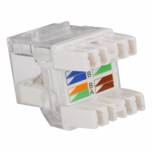 Keystone module, RJ45, category 5E, UTP, 180 degrees, with LED, white
